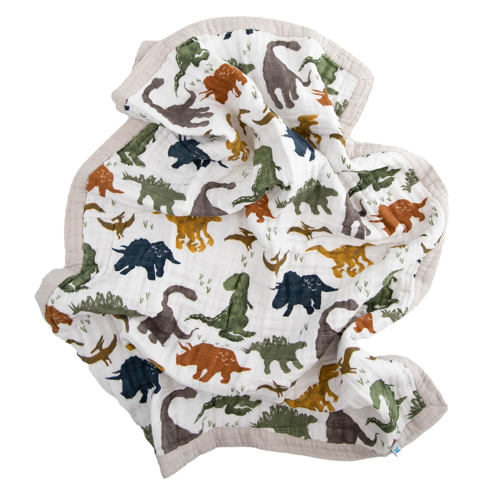 Little Unicorn Cotton Muslin Baby Quilt (Dino Friends)-Nursery-Little Unicorn-031331 DF-babyandme.ca