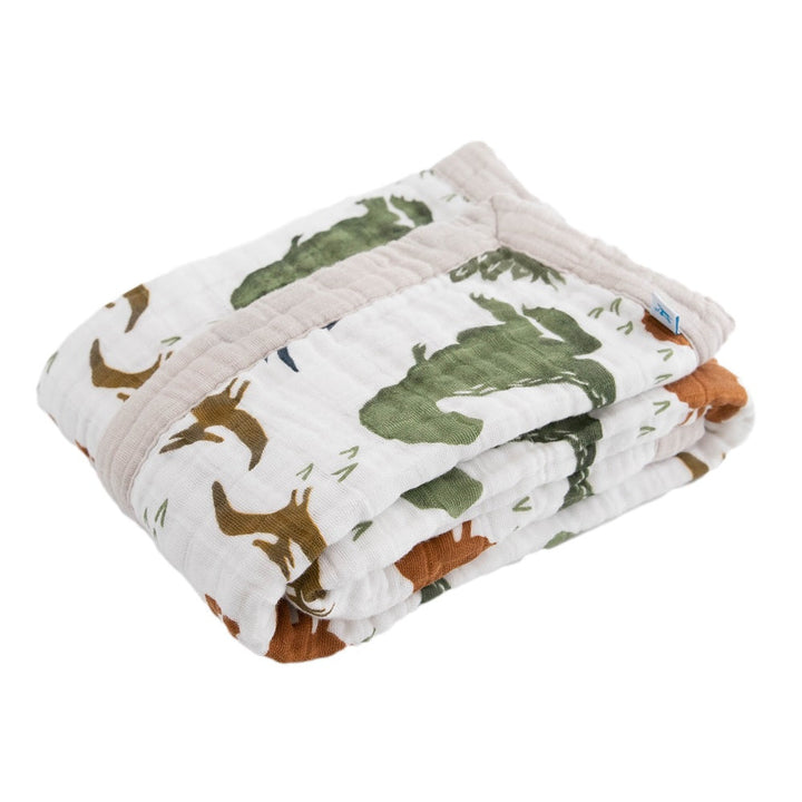 Little Unicorn Cotton Muslin Baby Quilt (Dino Friends)-Nursery-Little Unicorn-031331 DF-babyandme.ca