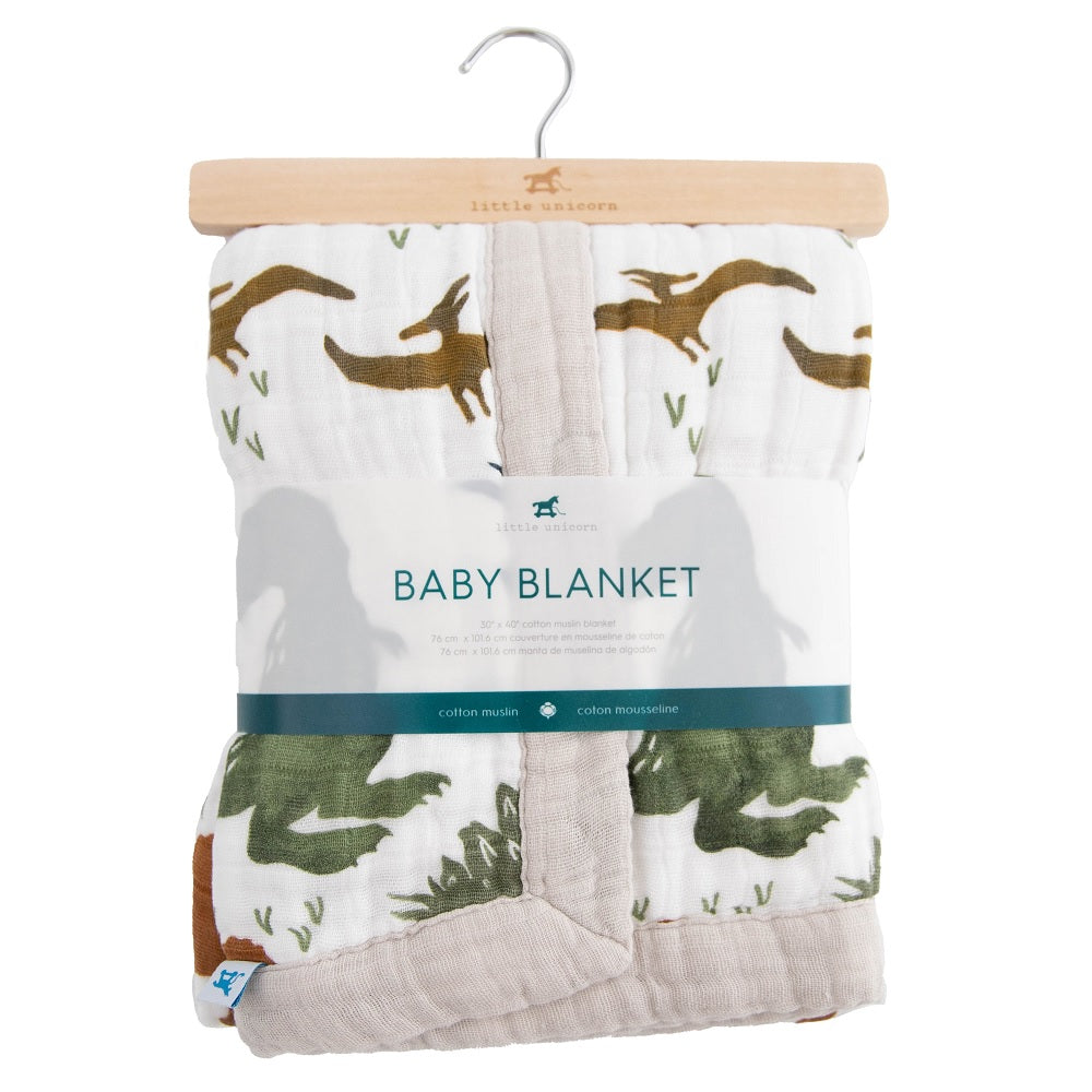 Little Unicorn Cotton Muslin Baby Quilt (Dino Friends)-Nursery-Little Unicorn-031331 DF-babyandme.ca