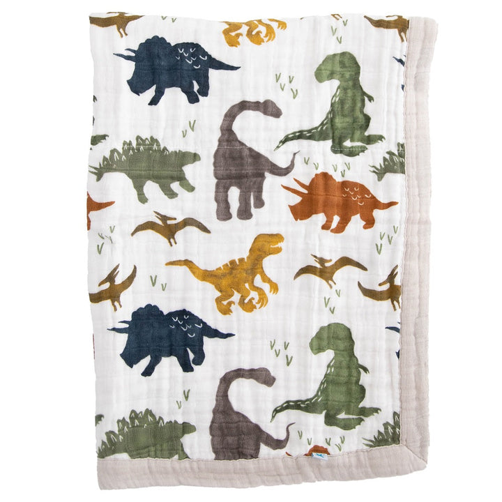 Little Unicorn Cotton Muslin Baby Quilt (Dino Friends)-Nursery-Little Unicorn-031331 DF-babyandme.ca