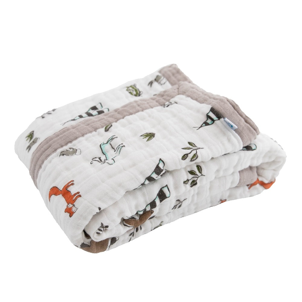 Little Unicorn Cotton Muslin Baby Quilt (Forest Friends)-Nursery-Little Unicorn-031331 FF-babyandme.ca