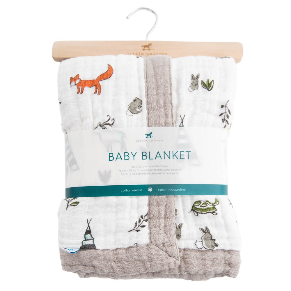 Little Unicorn Cotton Muslin Baby Quilt (Forest Friends)-Nursery-Little Unicorn-031331 FF-babyandme.ca