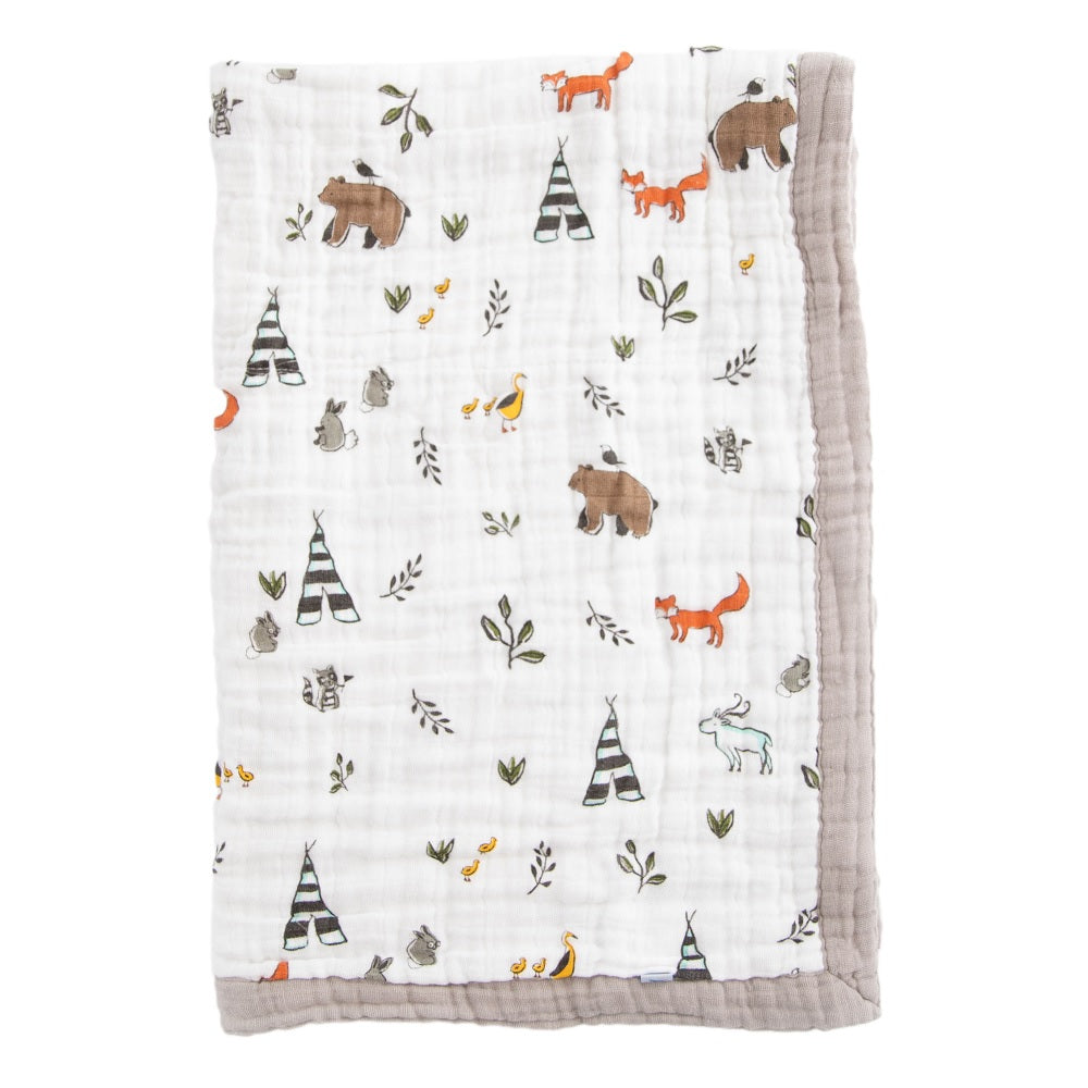 Little Unicorn Cotton Muslin Baby Quilt (Forest Friends)-Nursery-Little Unicorn-031331 FF-babyandme.ca