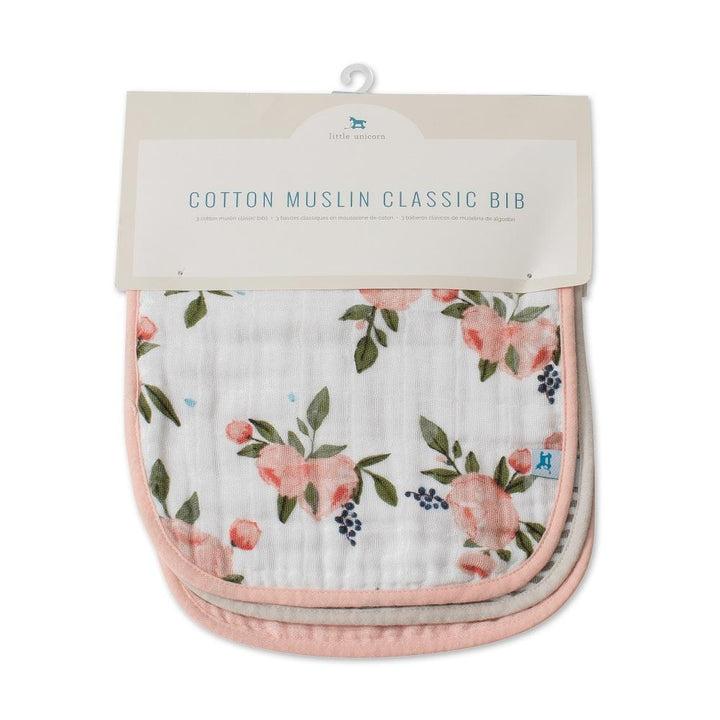 Little Unicorn Cotton Muslin Classic Bib Set (Watercolour Roses)-Feeding-Little Unicorn-026416 WR-babyandme.ca