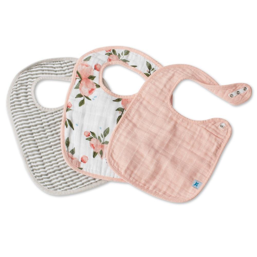 Little Unicorn Cotton Muslin Classic Bib Set (Watercolour Roses)-Feeding-Little Unicorn-026416 WR-babyandme.ca