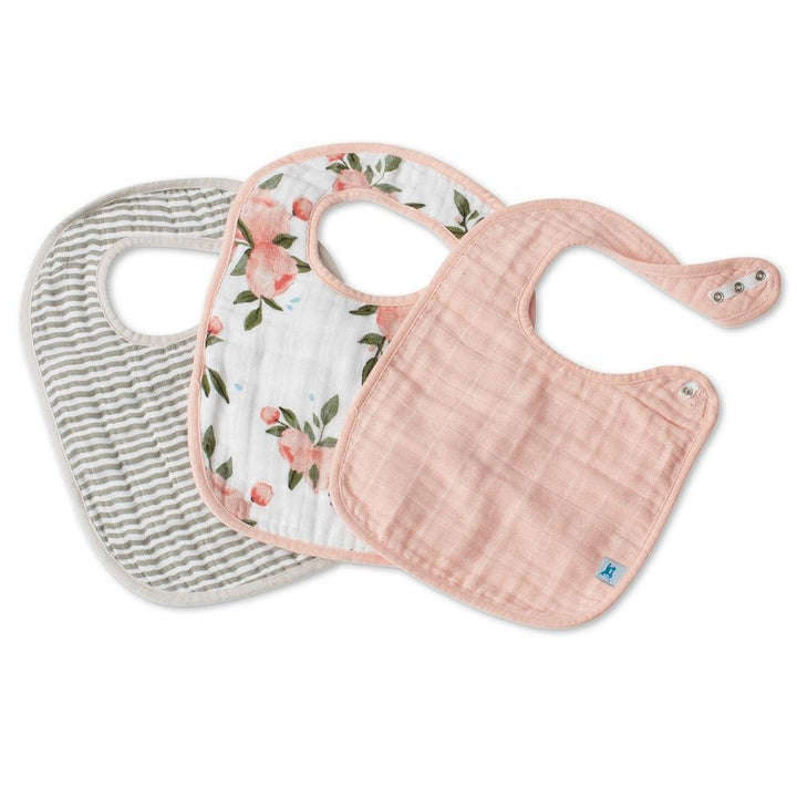 Little Unicorn Cotton Muslin Classic Bib Set (Watercolour Roses)-Feeding-Little Unicorn-026416 WR-babyandme.ca
