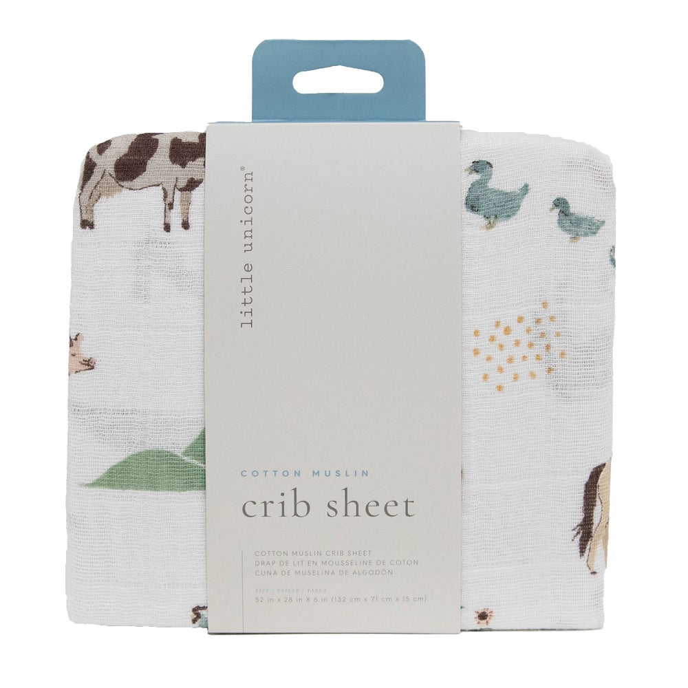 Little Unicorn Cotton Muslin Crib Sheet Farmyard