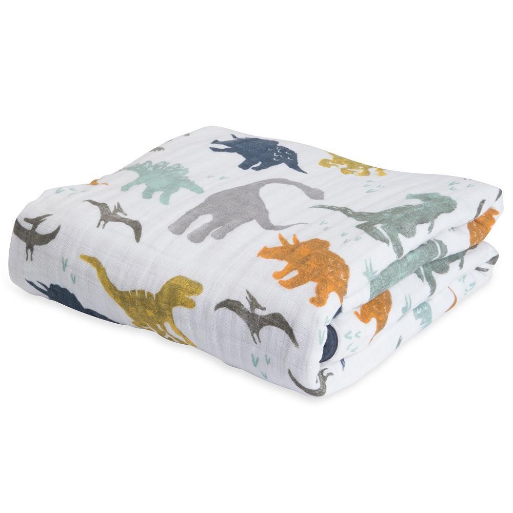 Little Unicorn Cotton Muslin Quilt (Dino Friends)-Nursery-Little Unicorn-025659 DF-babyandme.ca