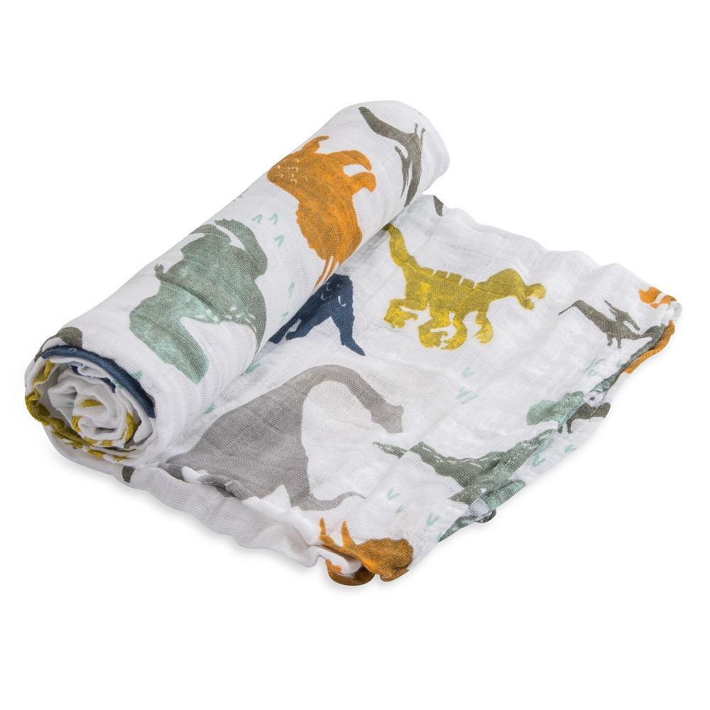 Little Unicorn Cotton Muslin Single Swaddle (Dino Friends)-Nursery-Little Unicorn-025657 DF-babyandme.ca