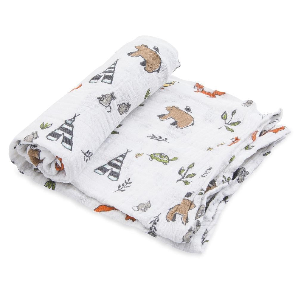 Little Unicorn Cotton Muslin Single Swaddle (Forest Friends)-Nursery-Little Unicorn-025657 FF-babyandme.ca