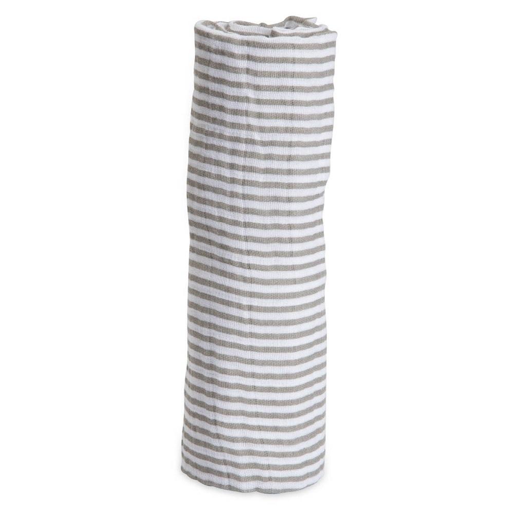 Little Unicorn Cotton Muslin Single Swaddle (Grey Stripe)-Nursery-Little Unicorn-025657 GS-babyandme.ca