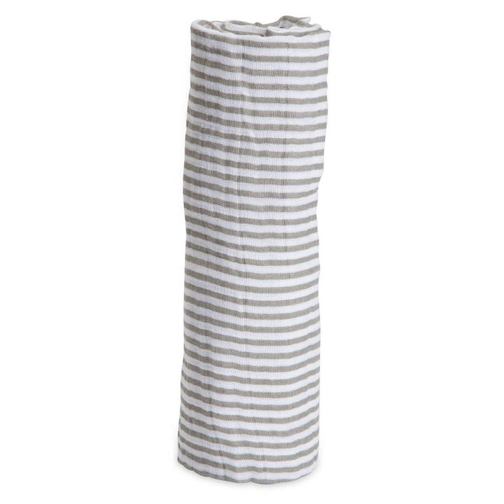 Little Unicorn Cotton Muslin Single Swaddle (Grey Stripe)-Nursery-Little Unicorn-025657 GS-babyandme.ca