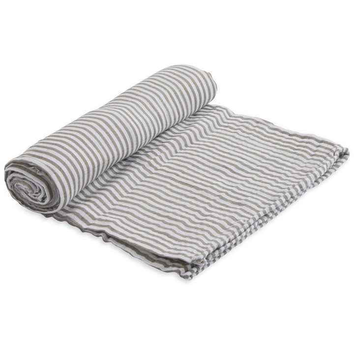 Little Unicorn Cotton Muslin Single Swaddle (Grey Stripe)-Nursery-Little Unicorn-025657 GS-babyandme.ca