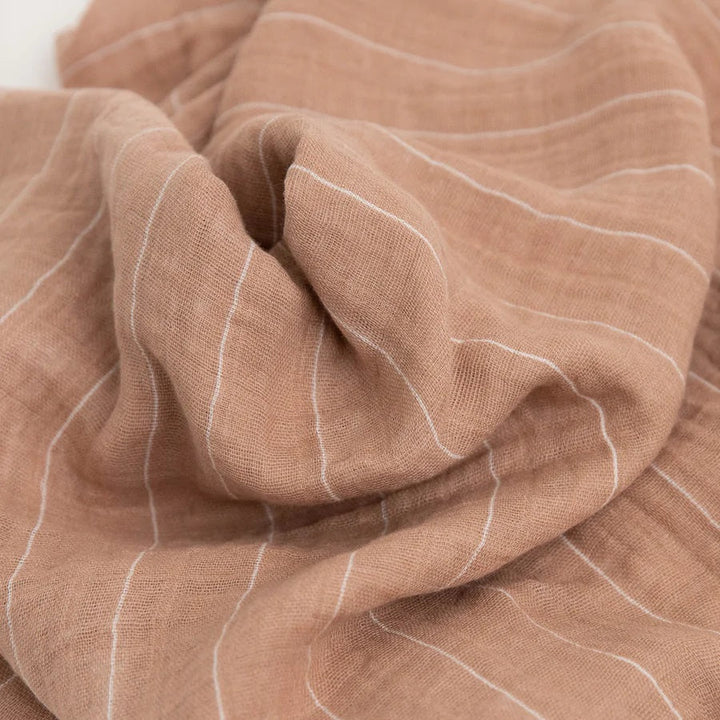 Little Unicorn Cotton Muslin Single Swaddle (Mauve Stripe)-Nursery-Little Unicorn-025657 MS-babyandme.ca
