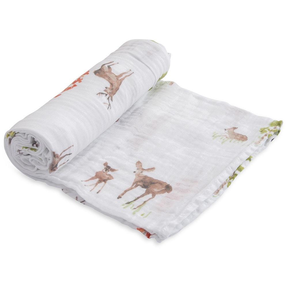 Little Unicorn Cotton Muslin Single Swaddle (Oh Deer)-Nursery-Little Unicorn-025657 OD-babyandme.ca