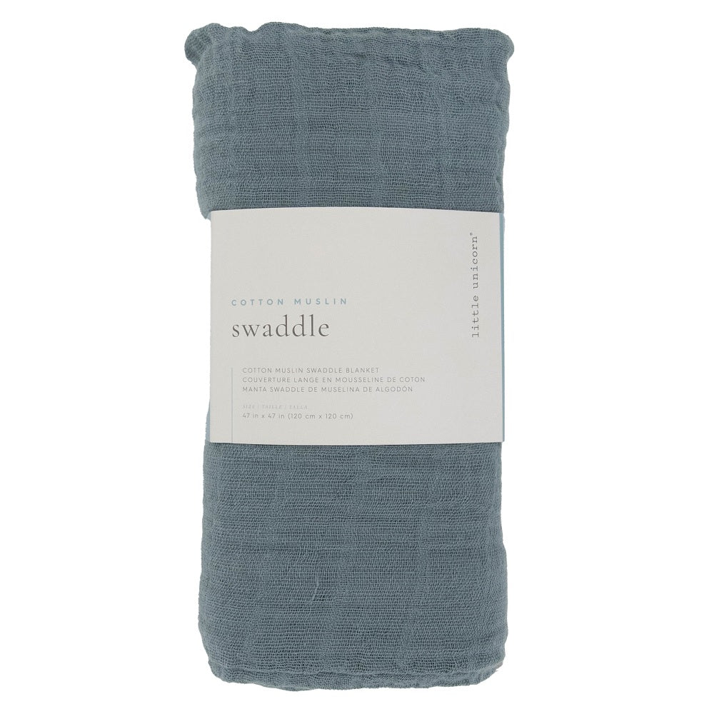 Little Unicorn Cotton Muslin Single Swaddle (Sea)-Nursery-Little Unicorn-025657 SE-babyandme.ca