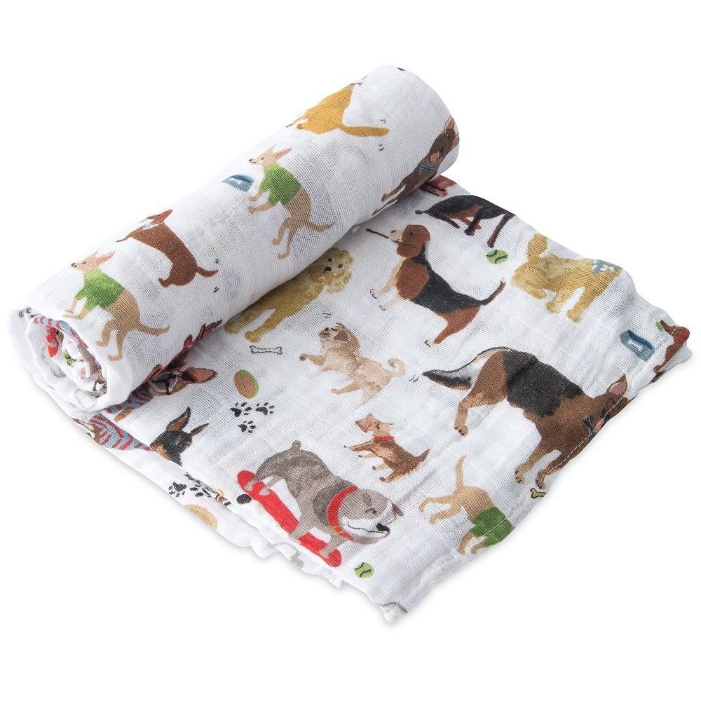 Little Unicorn Cotton Muslin Single Swaddle (Woof)-Nursery-Little Unicorn-025657 WF-babyandme.ca