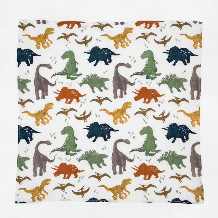 Little Unicorn Cotton Muslin Squares 4-Pack (Dino Friends)-Nursery-Little Unicorn-031767 DF-babyandme.ca