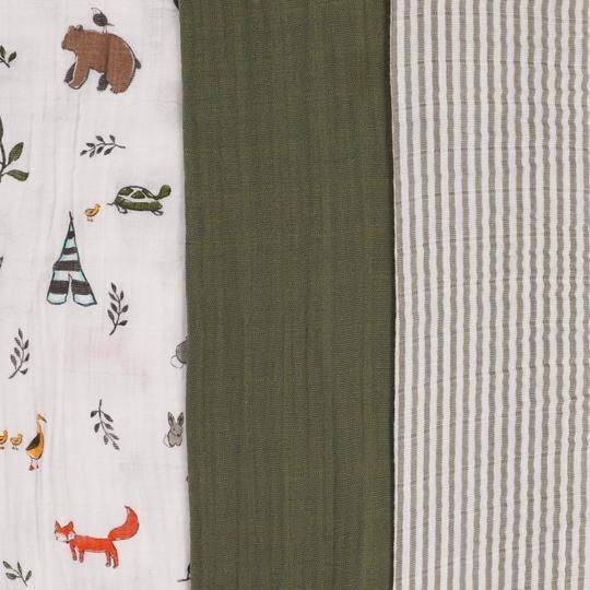 Little Unicorn Cotton Muslin Swaddle Set (Forest Friends 2)-Nursery-Little Unicorn-025658 FF21-babyandme.ca