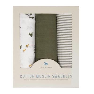 Little Unicorn Cotton Muslin Swaddle Set (Forest Friends 2)-Nursery-Little Unicorn-025658 FF21-babyandme.ca