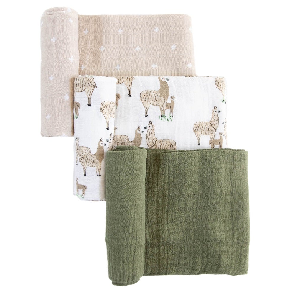 Little Unicorn Cotton Muslin Swaddle Set (Llama Llama)-Nursery-Little Unicorn-025658 LL-babyandme.ca