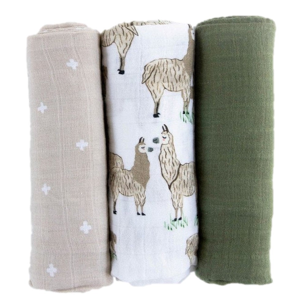 Little Unicorn Cotton Muslin Swaddle Set (Llama Llama)-Nursery-Little Unicorn-025658 LL-babyandme.ca