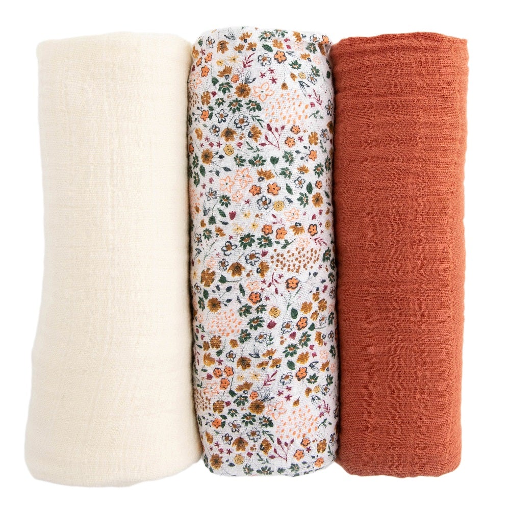 Little Unicorn Cotton Muslin Swaddle Set (Pressed Petals)-Nursery-Little Unicorn-025658 PP-babyandme.ca