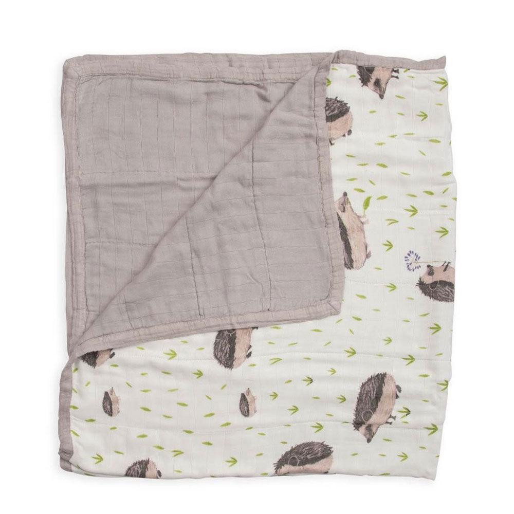 Little Unicorn Deluxe Muslin Quilt (Hedgehog)-Nursery-Little Unicorn-025663 HH-babyandme.ca