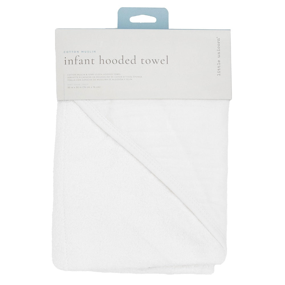 Little Unicorn Infant Hooded Towel (White)-Bath-Little Unicorn-031772 WH-babyandme.ca