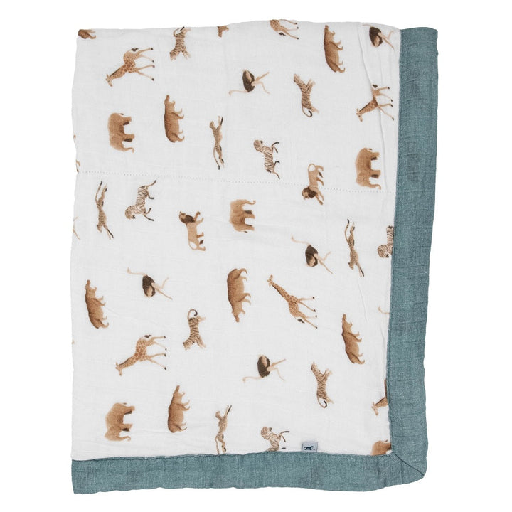 Little Unicorn Organic Cotton Muslin Baby Quilt (Animal Crackers)-Nursery-Little Unicorn-031768 AC-babyandme.ca