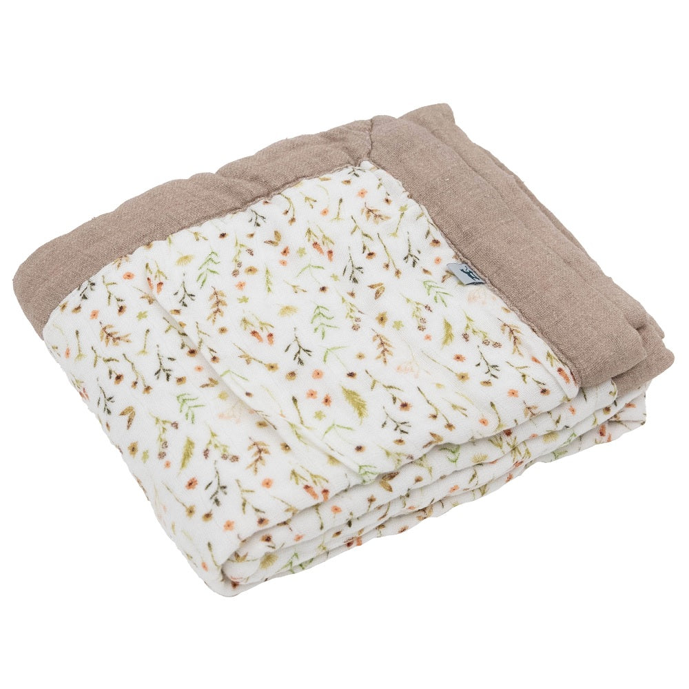 Little Unicorn Organic Cotton Muslin Baby Quilt (Floral Field)-Nursery-Little Unicorn-031768 FF-babyandme.ca