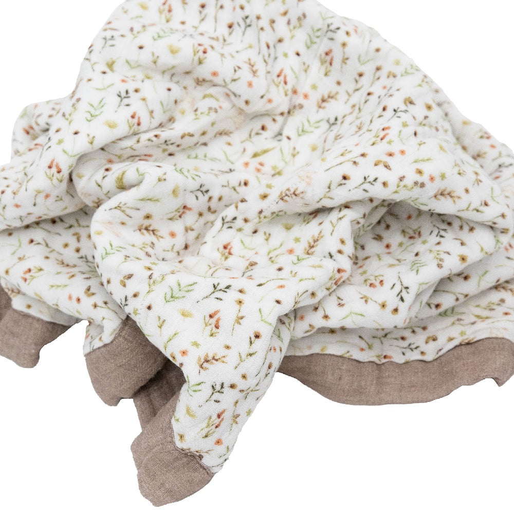 Little Unicorn Organic Cotton Muslin Baby Quilt (Floral Field)-Nursery-Little Unicorn-031768 FF-babyandme.ca