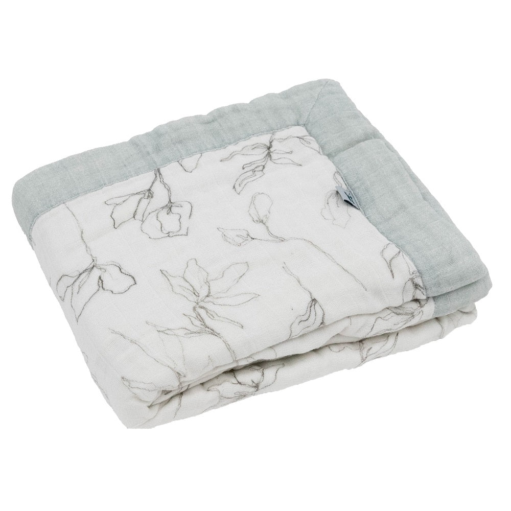 Little Unicorn Organic Cotton Muslin Baby Quilt (Pencil Floral)-Nursery-Little Unicorn-031768 PF-babyandme.ca