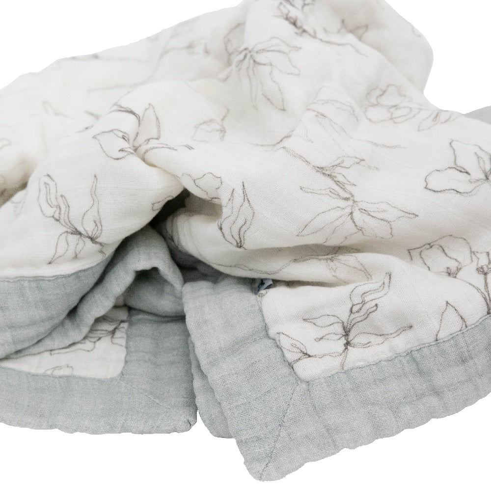 Little Unicorn Organic Cotton Muslin Baby Quilt (Pencil Floral)-Nursery-Little Unicorn-031768 PF-babyandme.ca