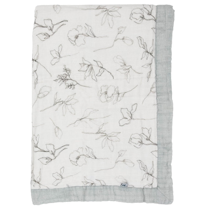 Little Unicorn Organic Cotton Muslin Baby Quilt (Pencil Floral)-Nursery-Little Unicorn-031768 PF-babyandme.ca