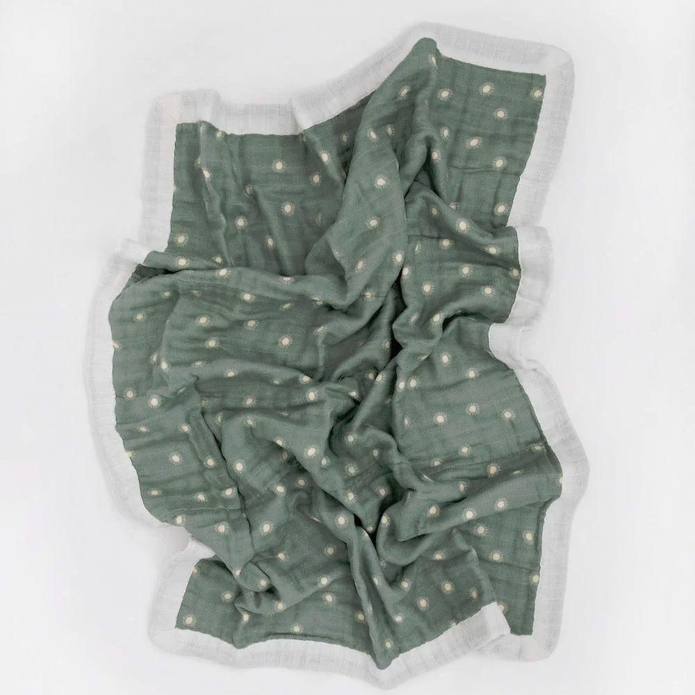 Little Unicorn USA Organic Cotton Muslin Baby Quilt Sage Suns 2 Sage Suns