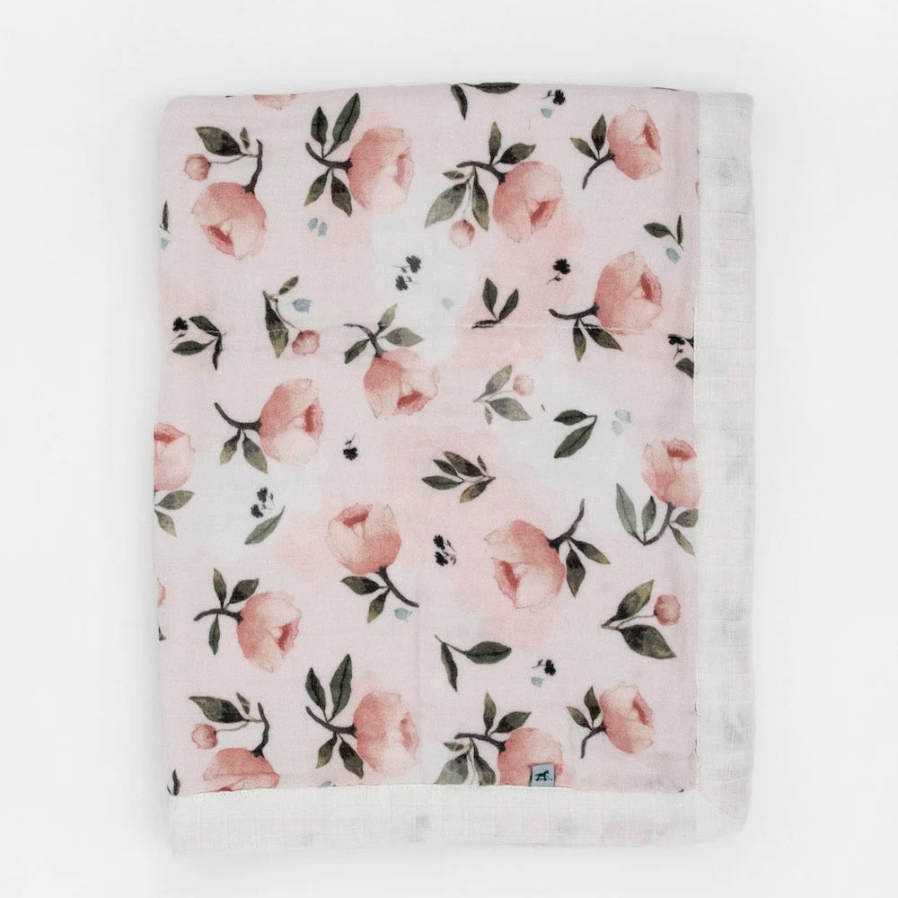 Little Unicorn Organic Cotton Muslin Baby Quilt (Watercolor Floret)-Nursery-Little Unicorn-031768 WF-babyandme.ca