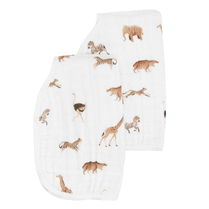 Little Unicorn Organic Cotton Muslin Burp Cloth 2-Pack (Animal Crackers/Stillwater Stitch)-Feeding-Little Unicorn-031771 AS-babyandme.ca