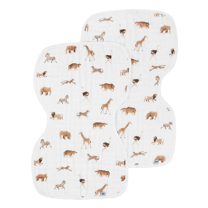 Little Unicorn Organic Cotton Muslin Burp Cloth 2-Pack (Animal Crackers/Stillwater Stitch)-Feeding-Little Unicorn-031771 AS-babyandme.ca