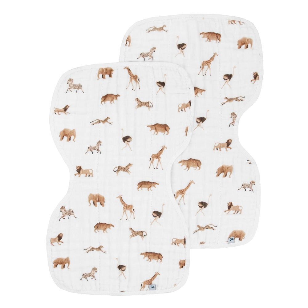 Little Unicorn USA Cotton Muslin Burp Cloth 2 Pack Party Animals Party Animals