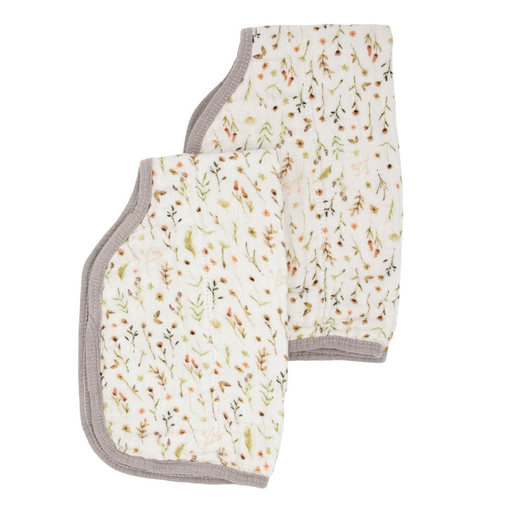 Little Unicorn Organic Cotton Muslin Burp Cloth 2-Pack (Floral Field/Driftwood)-Feeding-Little Unicorn-031771 FD-babyandme.ca