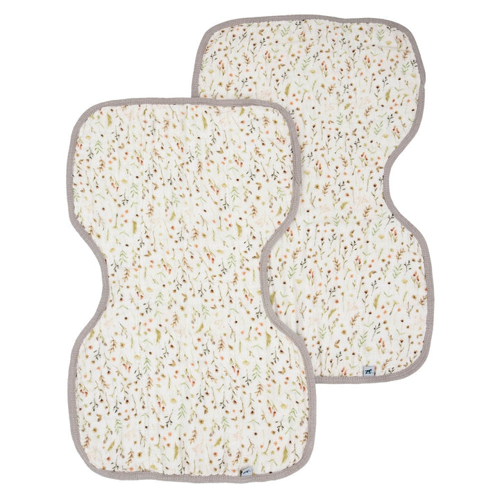 Little Unicorn Organic Cotton Muslin Burp Cloth 2-Pack (Floral Field/Driftwood)-Feeding-Little Unicorn-031771 FD-babyandme.ca