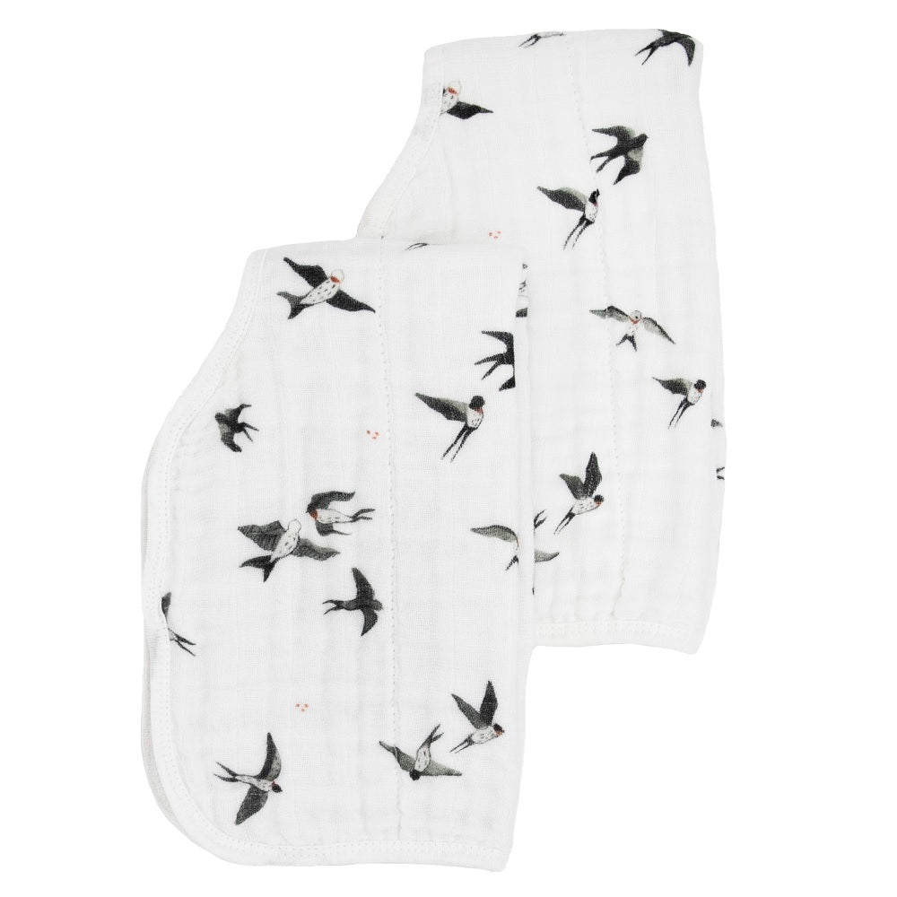 Little Unicorn Organic Cotton Muslin Burp Cloth 2-Pack (Swallows/Wheat)-Feeding-Little Unicorn-031771 SW-babyandme.ca