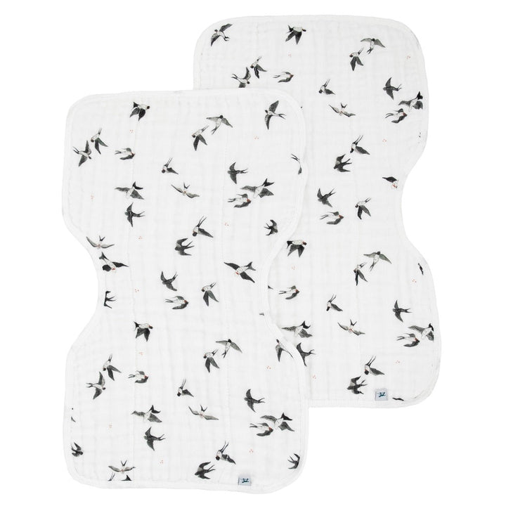 Little Unicorn Organic Cotton Muslin Burp Cloth 2-Pack (Swallows/Wheat)-Feeding-Little Unicorn-031771 SW-babyandme.ca