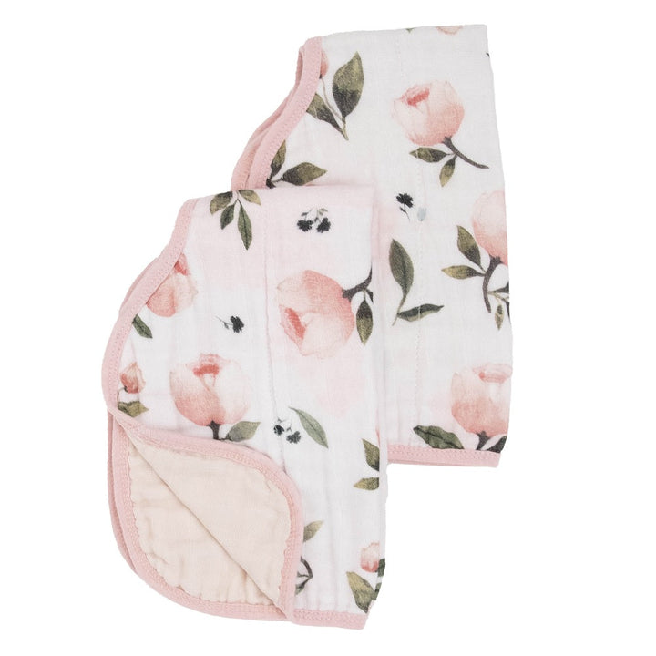 Little Unicorn Organic Cotton Muslin Burp Cloth 2-Pack (Watercolor Floret/Rosie)-Feeding-Little Unicorn-031771 WR-babyandme.ca