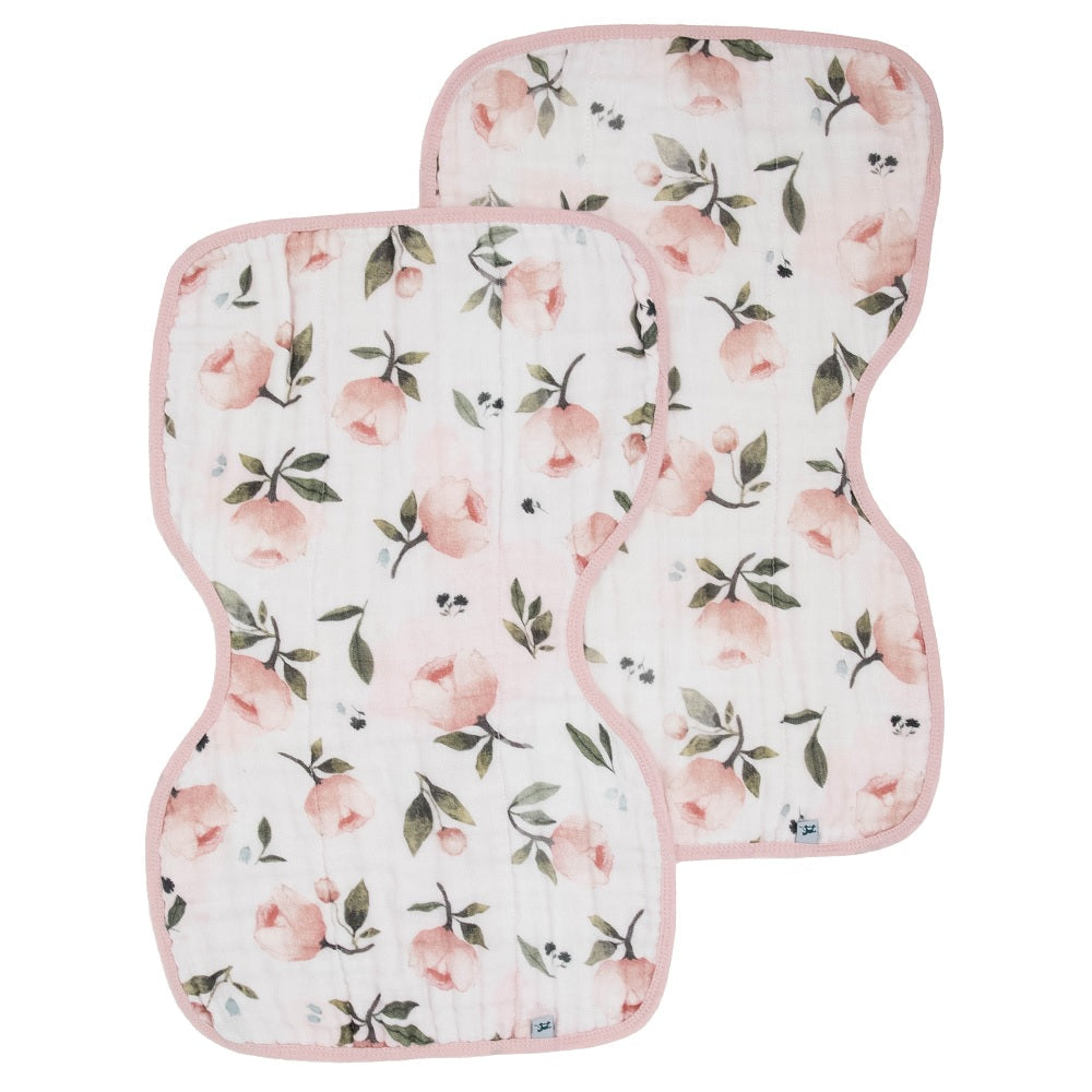 Little Unicorn Organic Cotton Muslin Burp Cloth 2-Pack (Watercolor Floret/Rosie)-Feeding-Little Unicorn-031771 WR-babyandme.ca