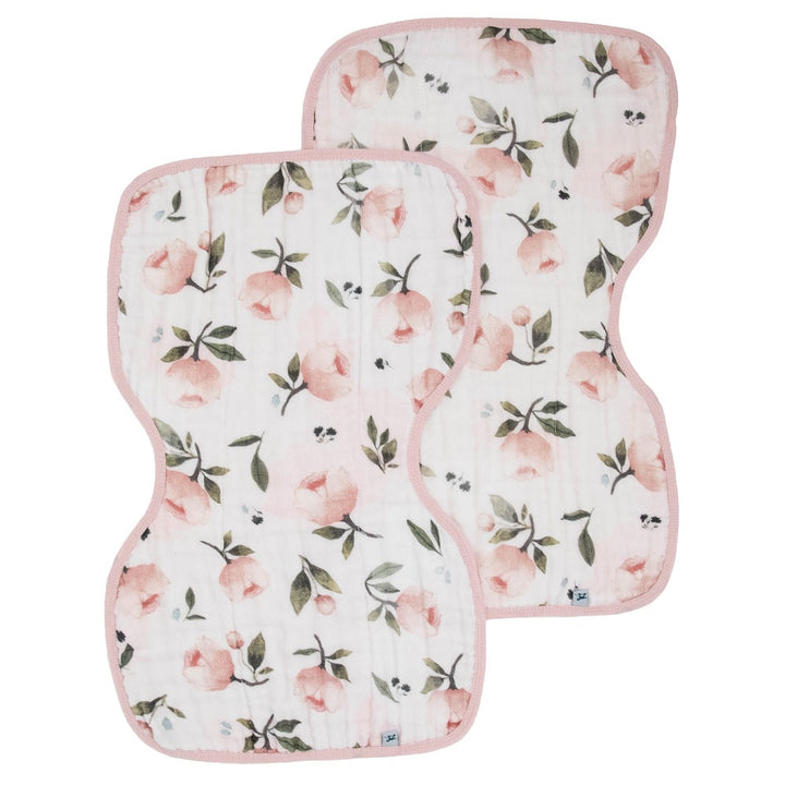 Little Unicorn Organic Cotton Muslin Burp Cloth 2-Pack (Watercolor Floret/Rosie)-Feeding-Little Unicorn-031771 WR-babyandme.ca