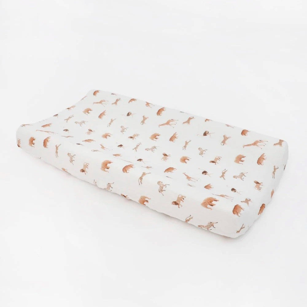 Little Unicorn Organic Cotton Muslin Changing Pad Cover (Animal Crackers)-Bath-Little Unicorn-031770 AC-babyandme.ca