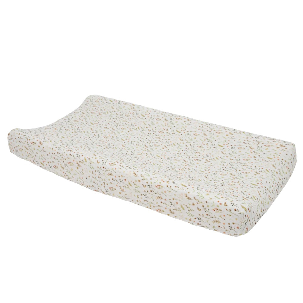 Little Unicorn Organic Cotton Muslin Changing Pad Cover (Floral Field)-Bath-Little Unicorn-031770 FF-babyandme.ca