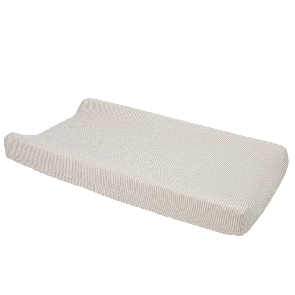 Little Unicorn Organic Cotton Muslin Changing Pad Cover (Sand Stripe)-Bath-Little Unicorn-031770 SS-babyandme.ca